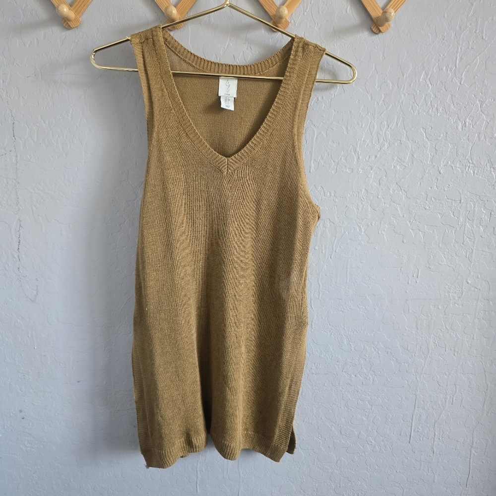 Joie Golden Brown Linen Knit Tunic Top Size S